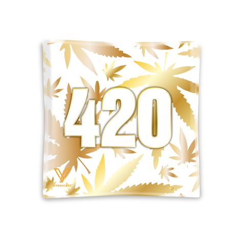 V-Syndicate Glass Ashtray 420 Gold Design 11cm